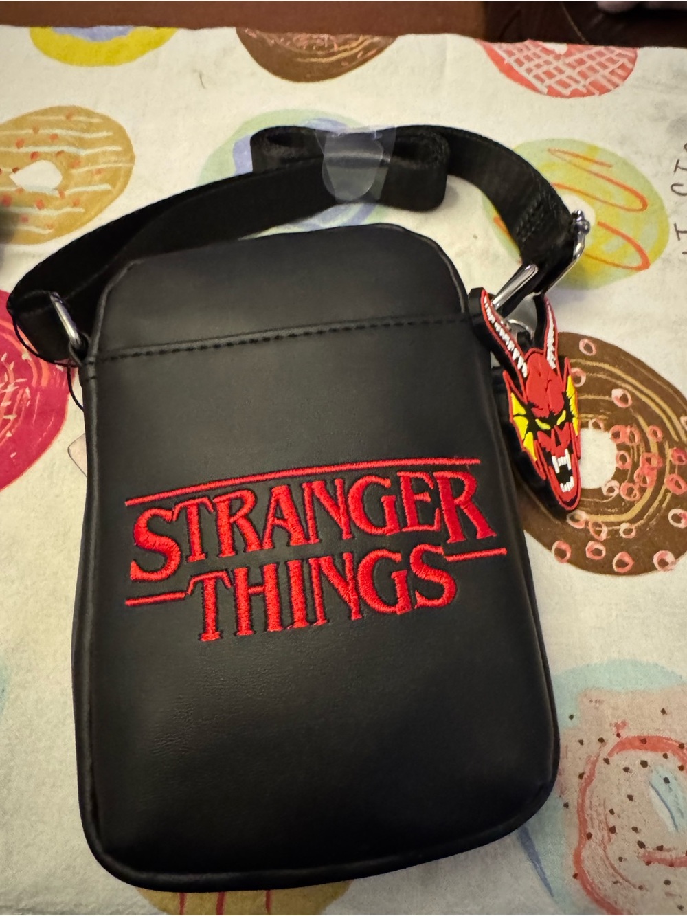 Primark Black Stranger Things Crossbody Bag with Red Logo